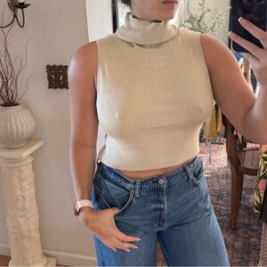 Vintage rare cache silk blend turtleneck crop top
